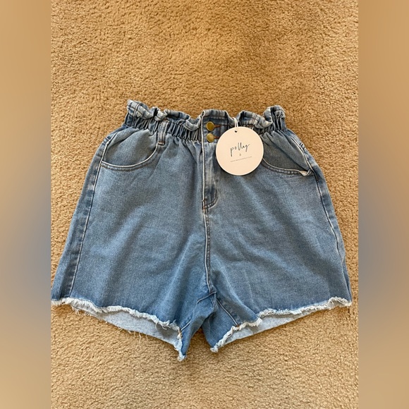 NWT Princess Polly Open Road Denim Paper Bag Shorts - Picture 5 of 7
